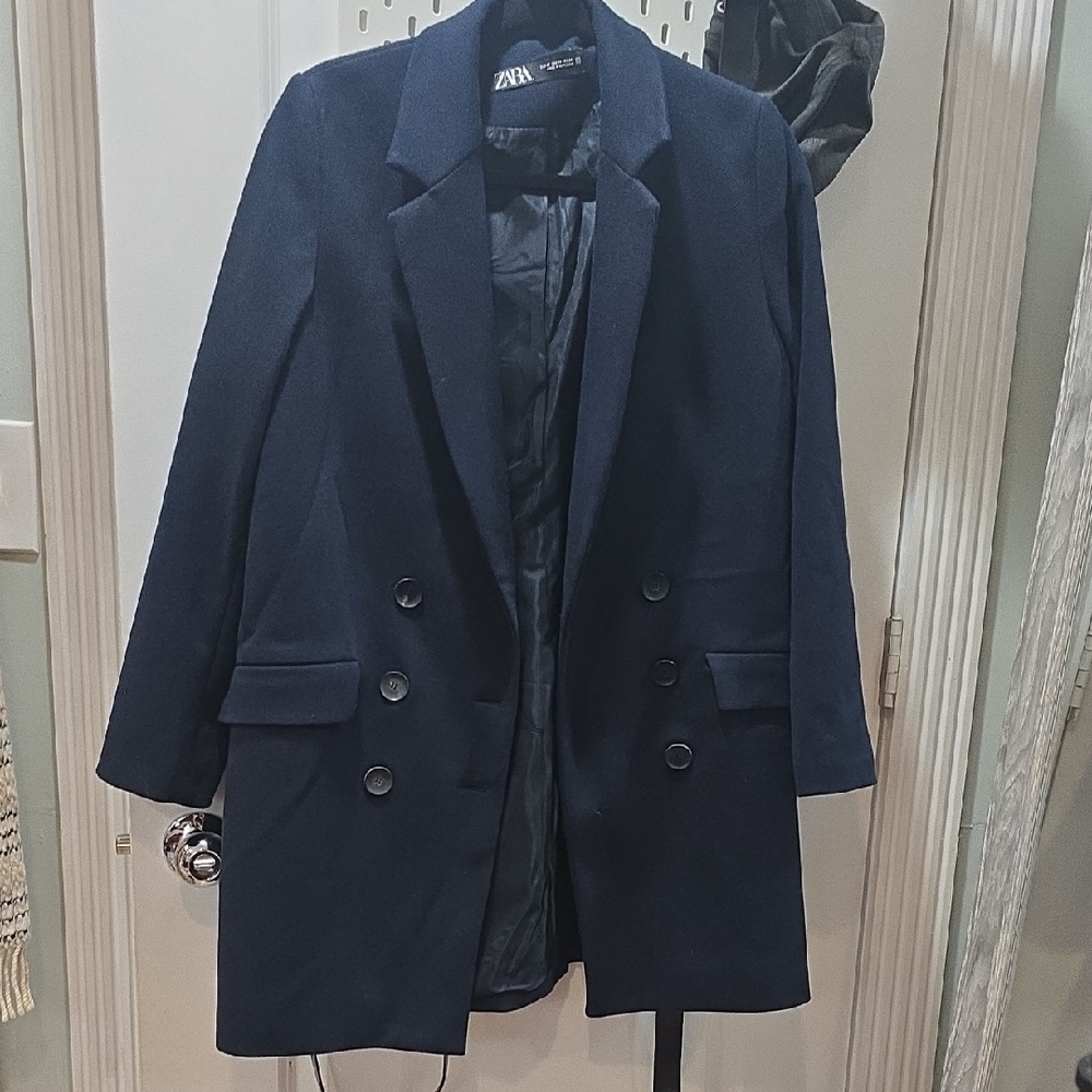 Zara Midnight Blue Double-Breasted Blazer